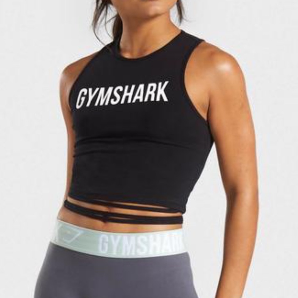 Gymshark ribbon crop top black
